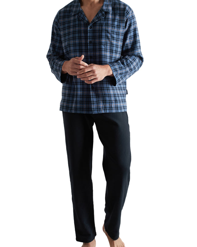 CECEBA Herren Pyjama blau kariert