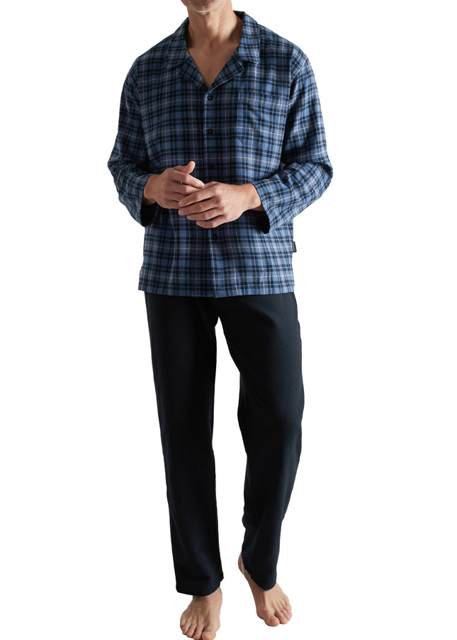 CECEBA Herren Pyjama blau kariert