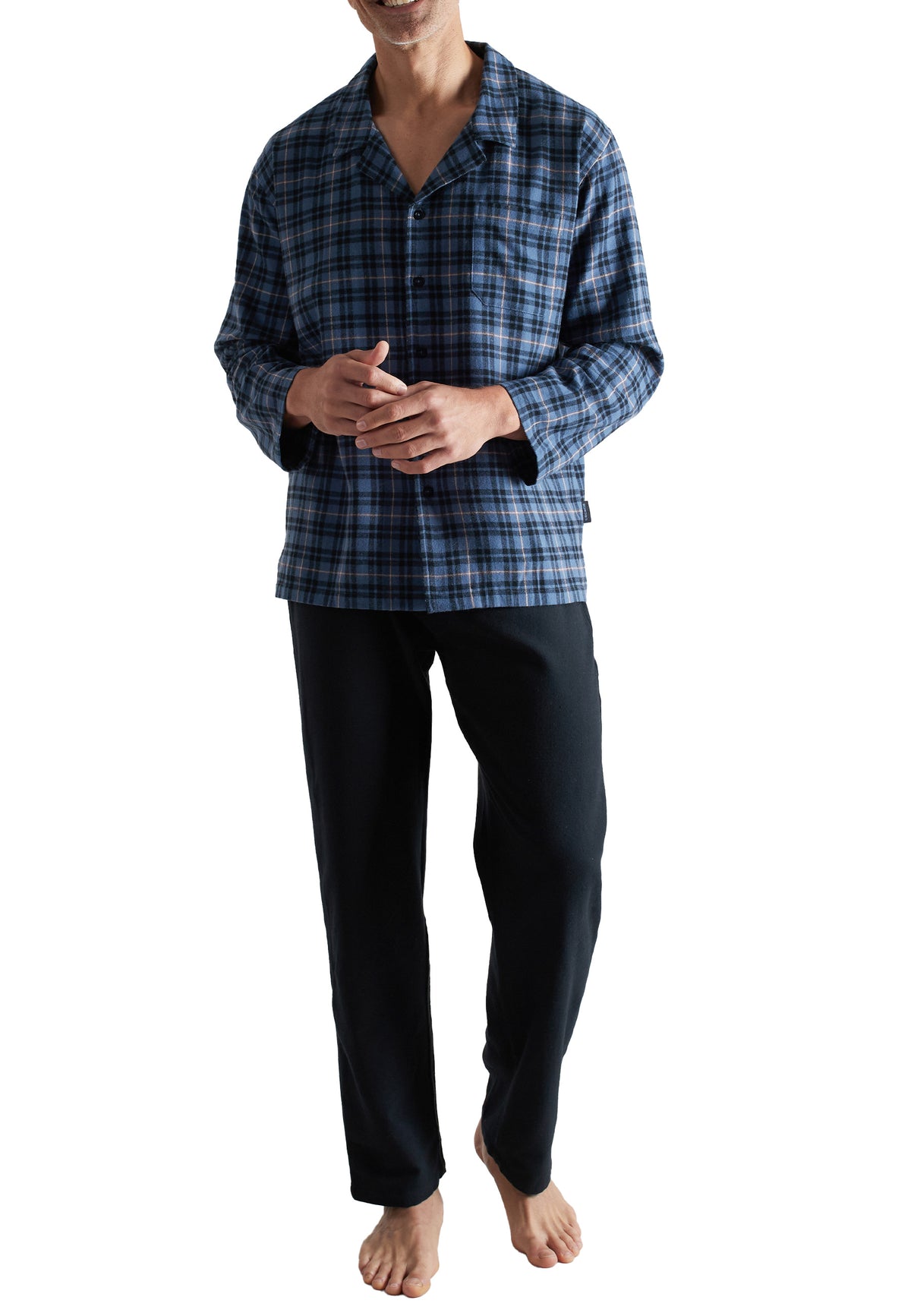 CECEBA Herren Pyjama blau kariert