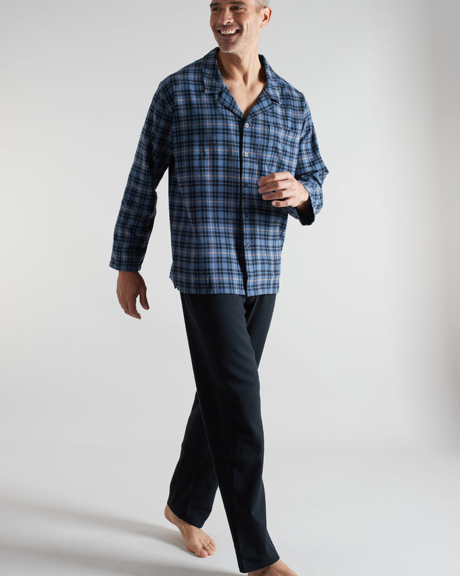 CECEBA Herren Pyjama blau kariert