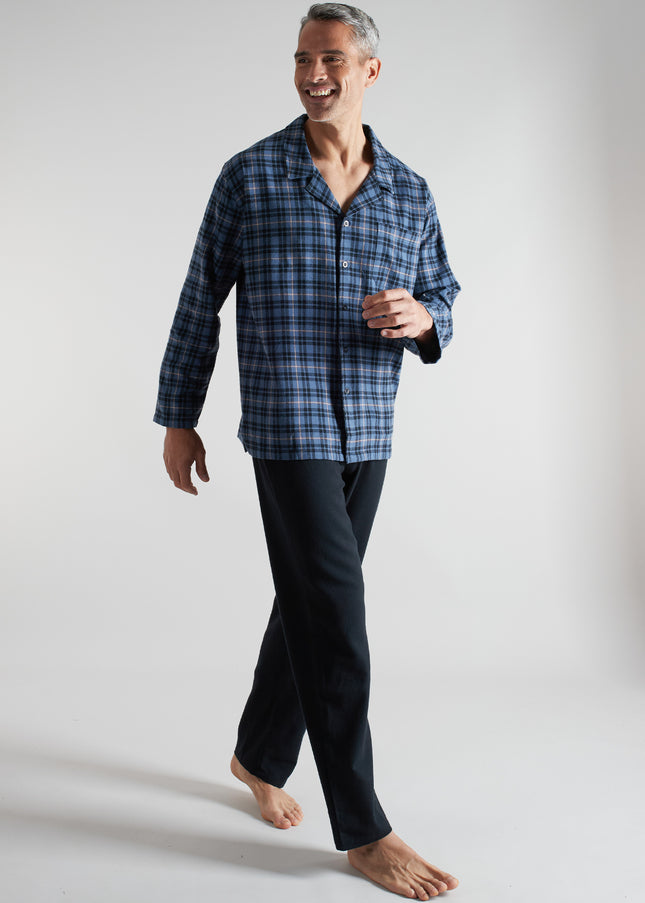 CECEBA Herren Pyjama blau kariert