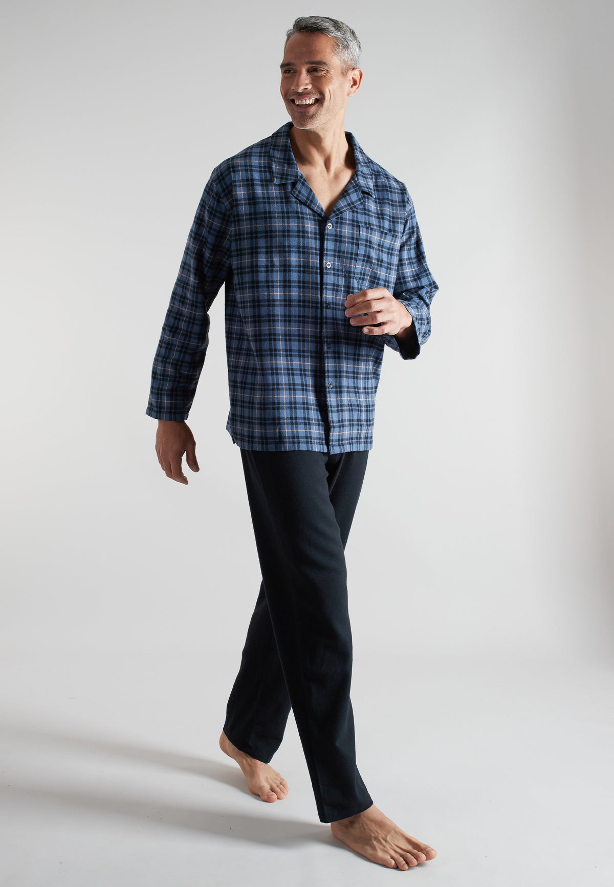 CECEBA Herren Pyjama blau kariert