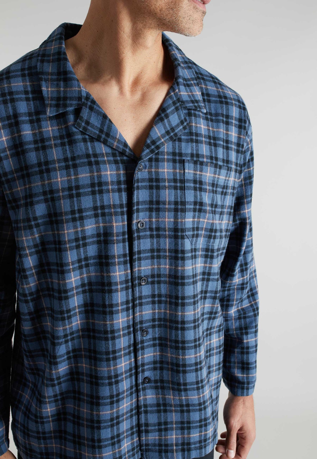 CECEBA Herren Pyjama blau kariert