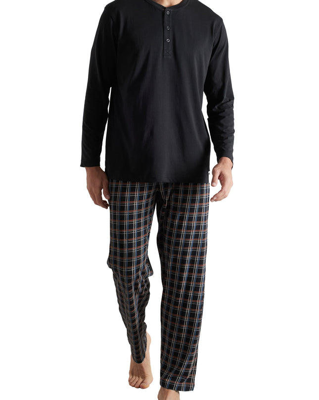 CECEBA Herren Pyjama schwarz kariert