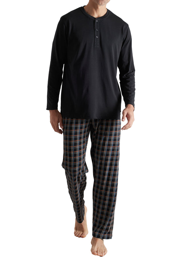 CECEBA Herren Pyjama schwarz kariert