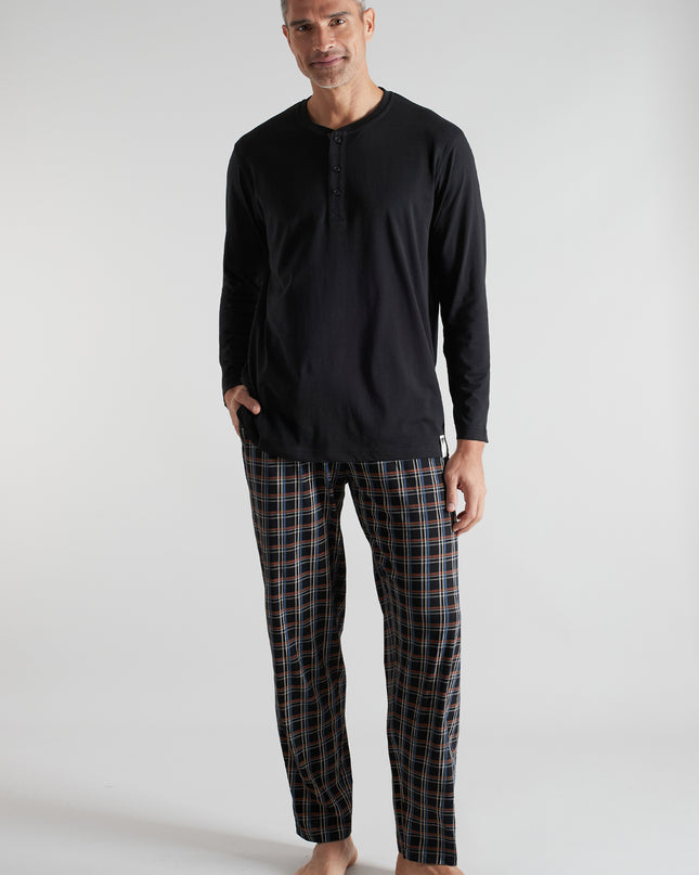 CECEBA Herren Pyjama schwarz kariert