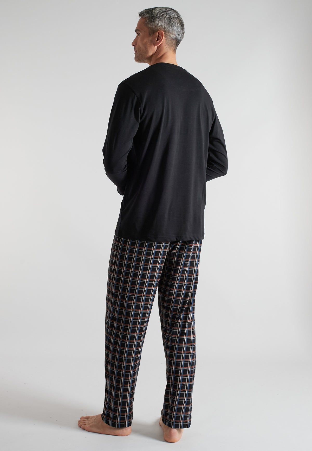 CECEBA Herren Pyjama schwarz kariert