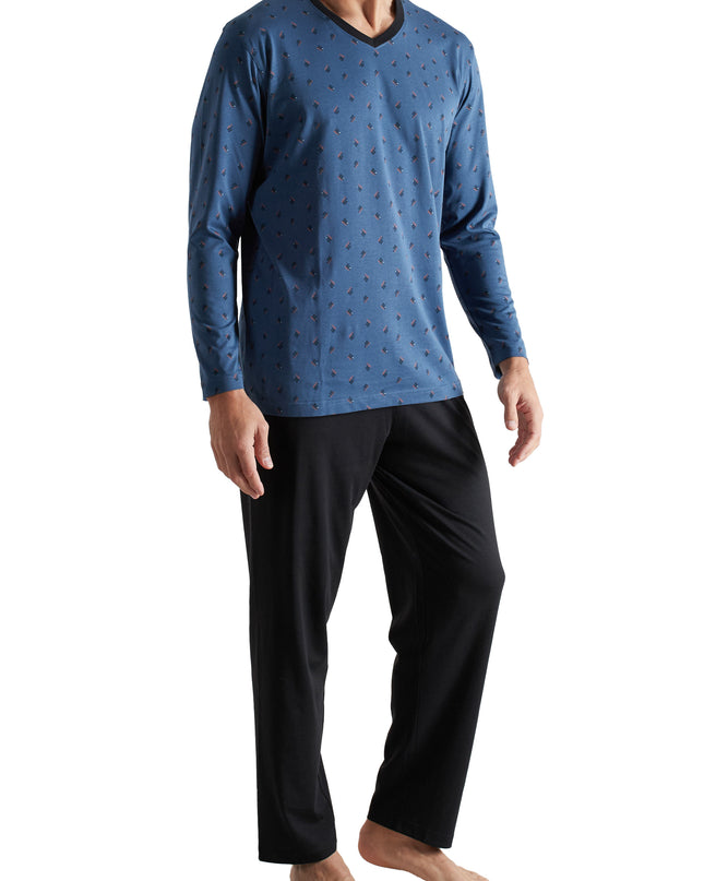 CECEBA Herren Pyjama blau bedruckt