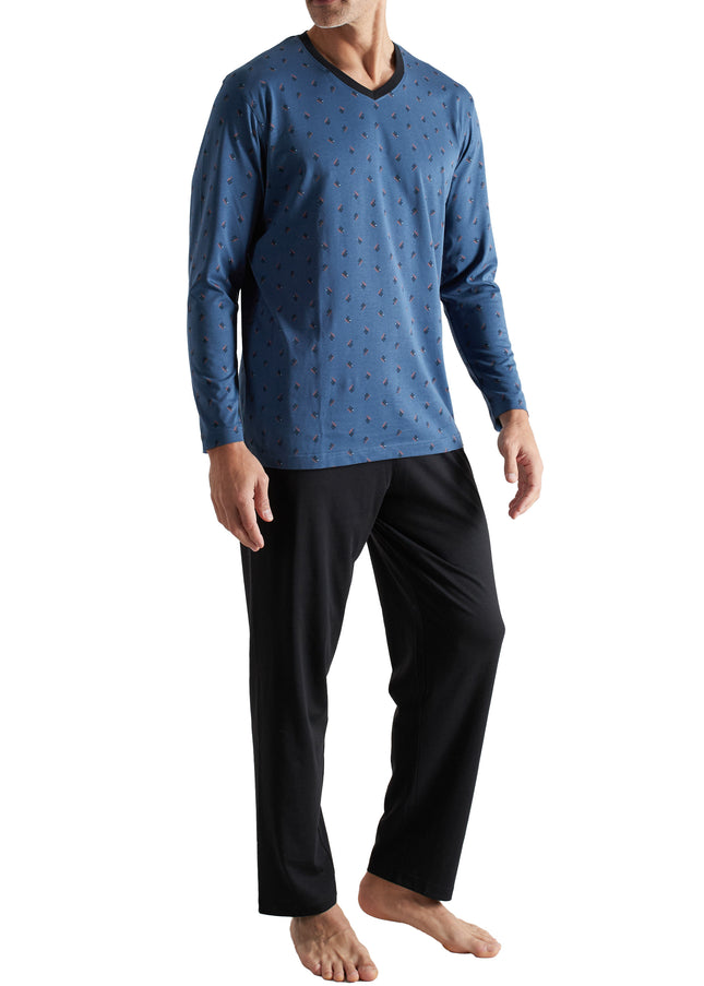 CECEBA Herren Pyjama blau bedruckt