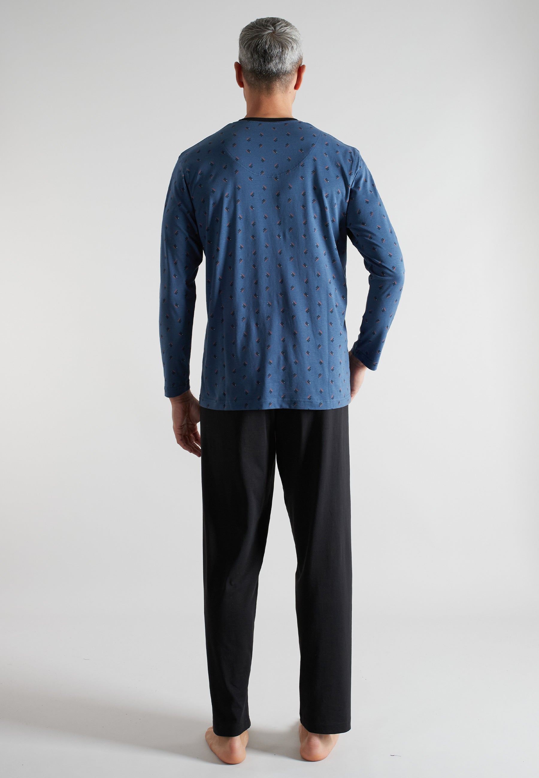 CECEBA Herren Pyjama blau bedruckt