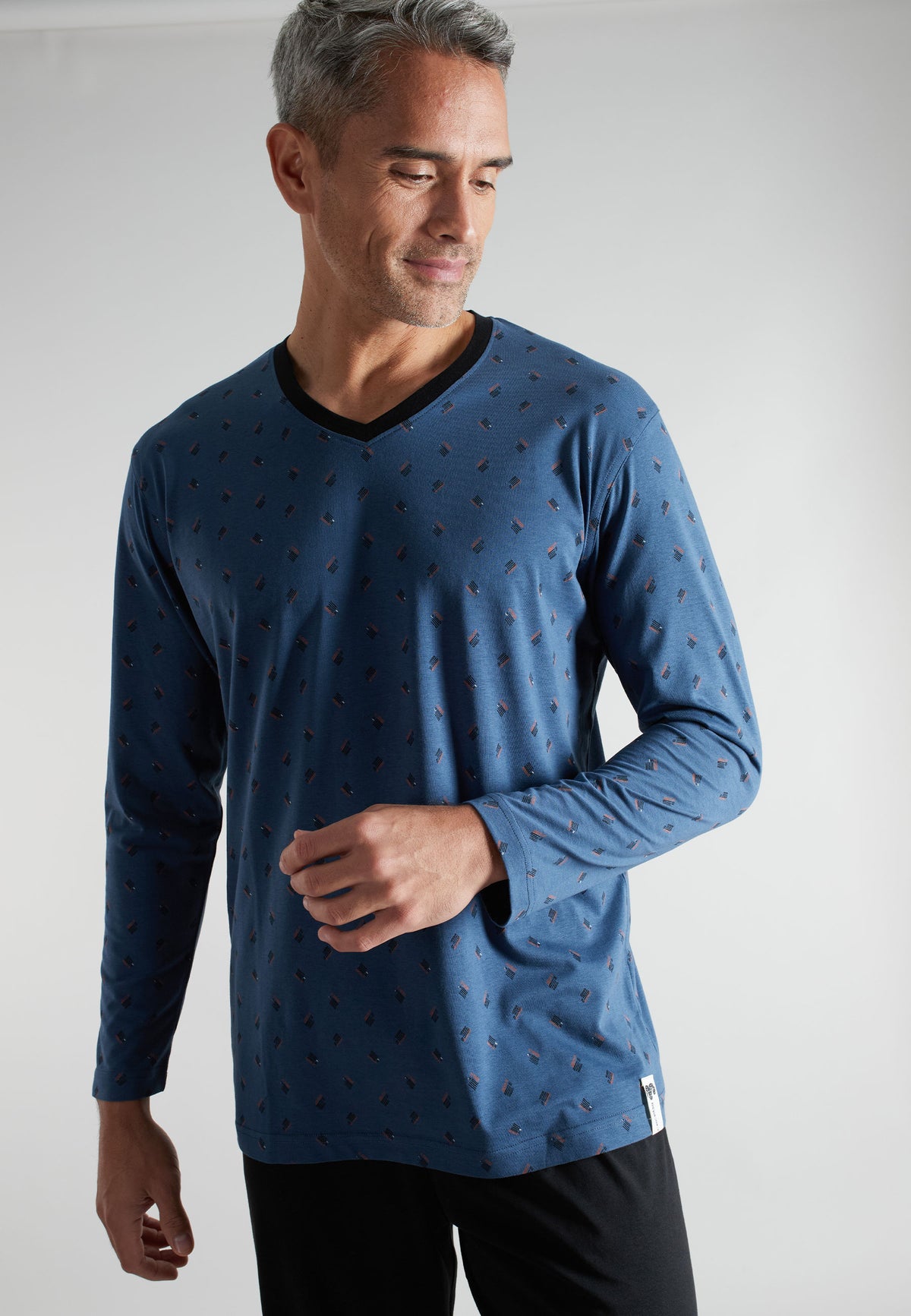 CECEBA Herren Pyjama blau bedruckt