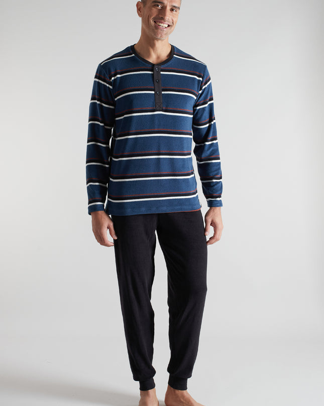 CECEBA Herren Pyjama blau quergestreift