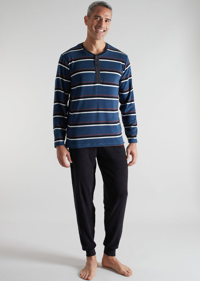 CECEBA Herren Pyjama blau quergestreift