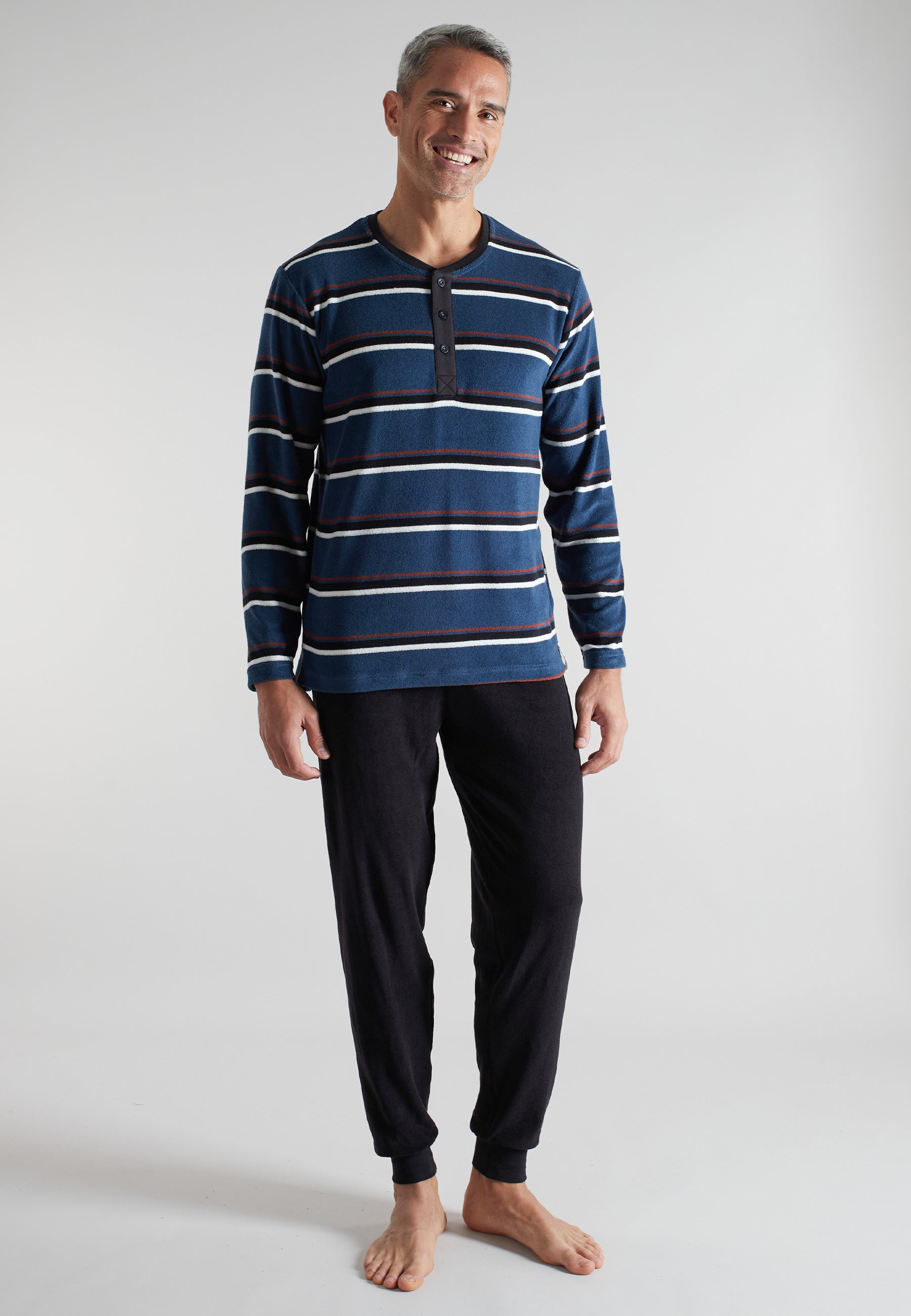 CECEBA Herren Pyjama blau quergestreift