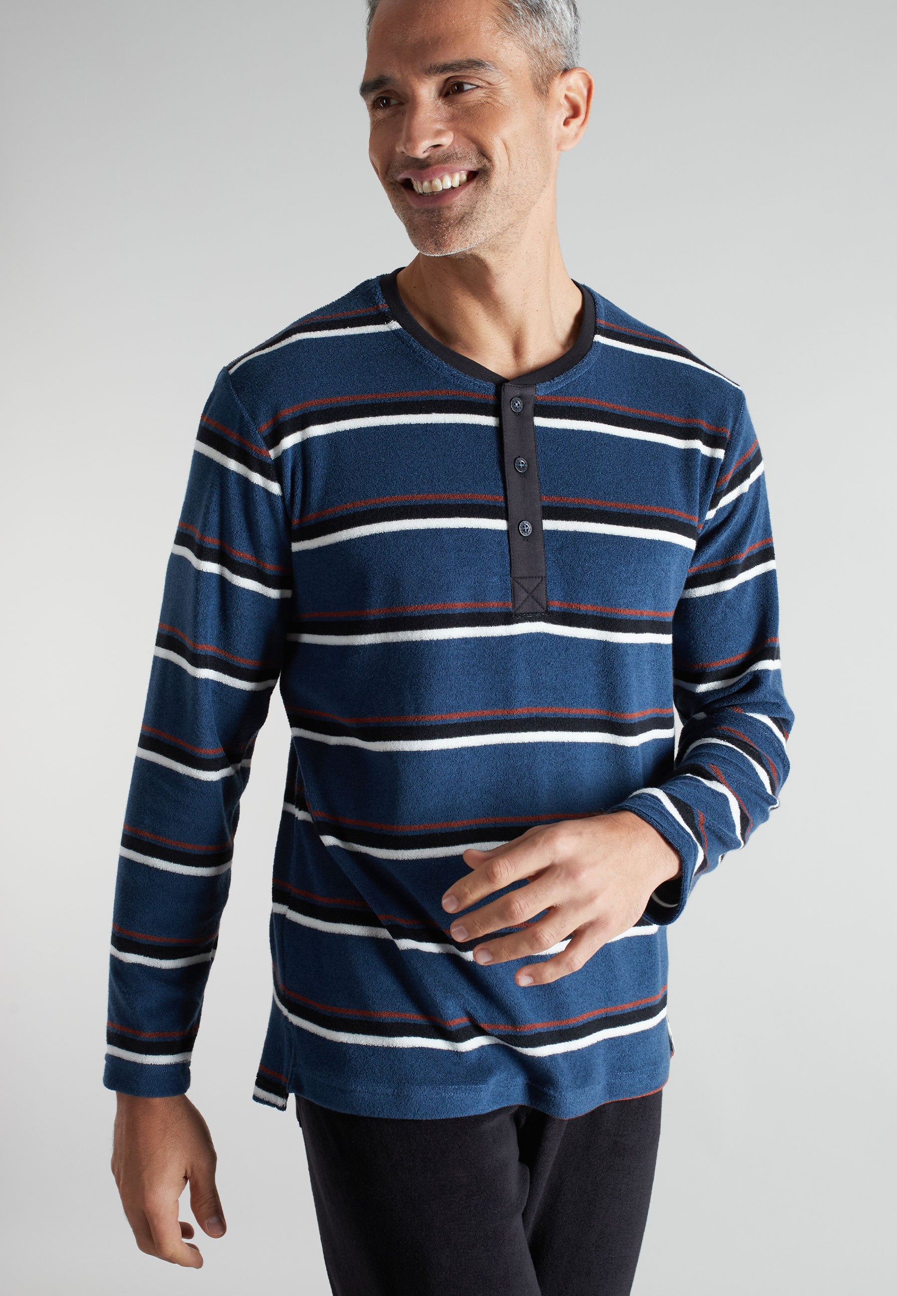 CECEBA Herren Pyjama blau quergestreift
