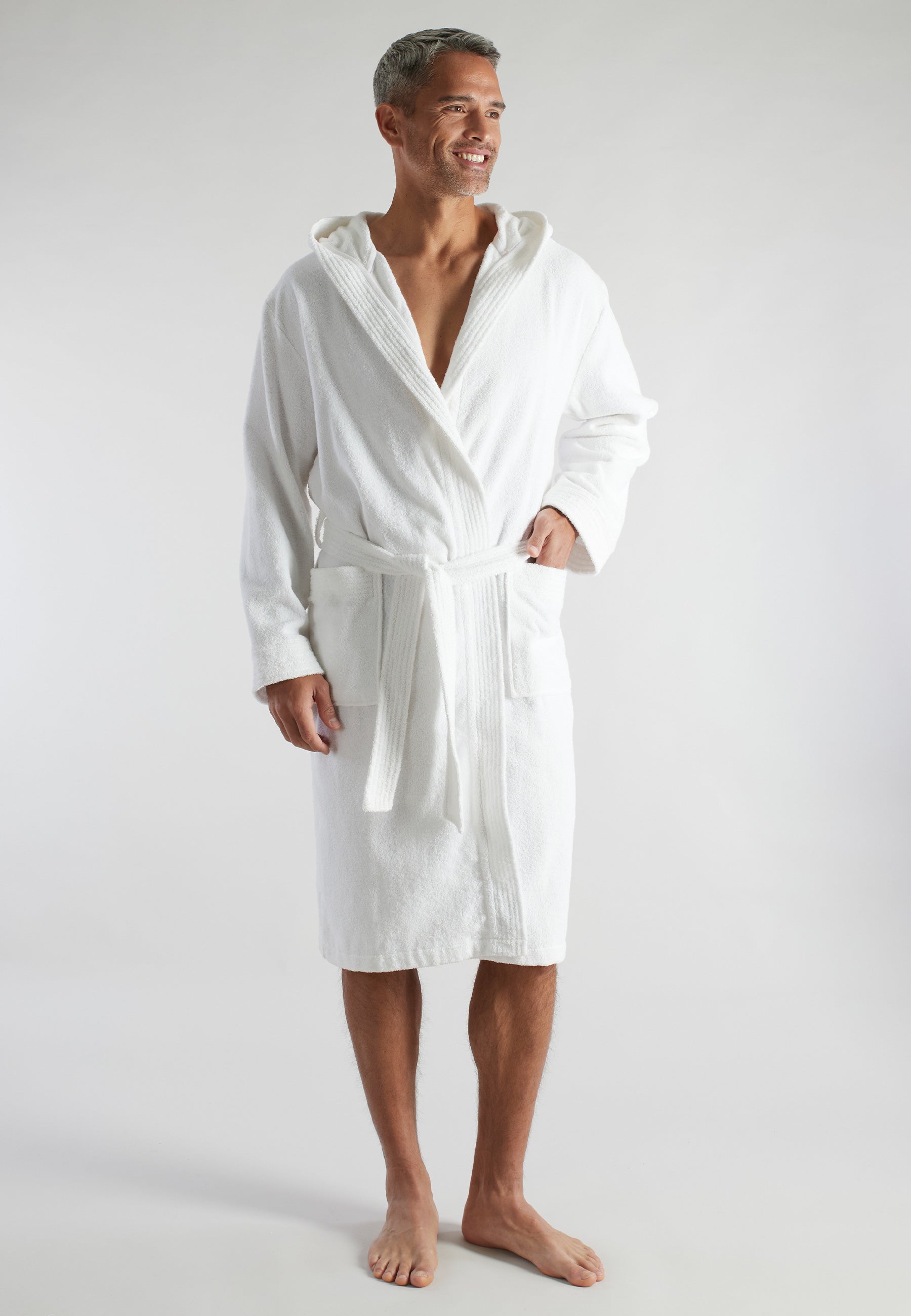 CECEBA Herren Bademantel weiß uni