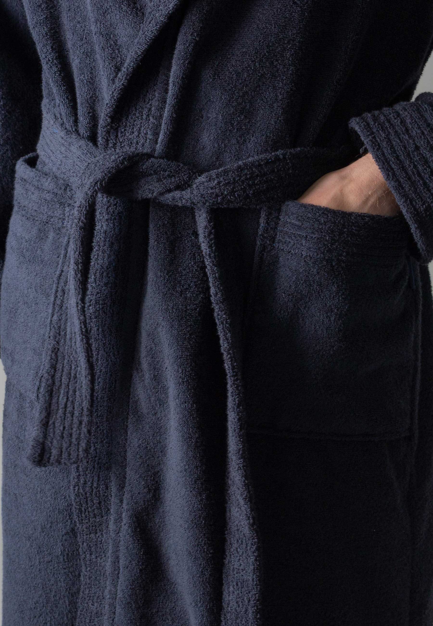 CECEBA Herren Bademantel blau uni