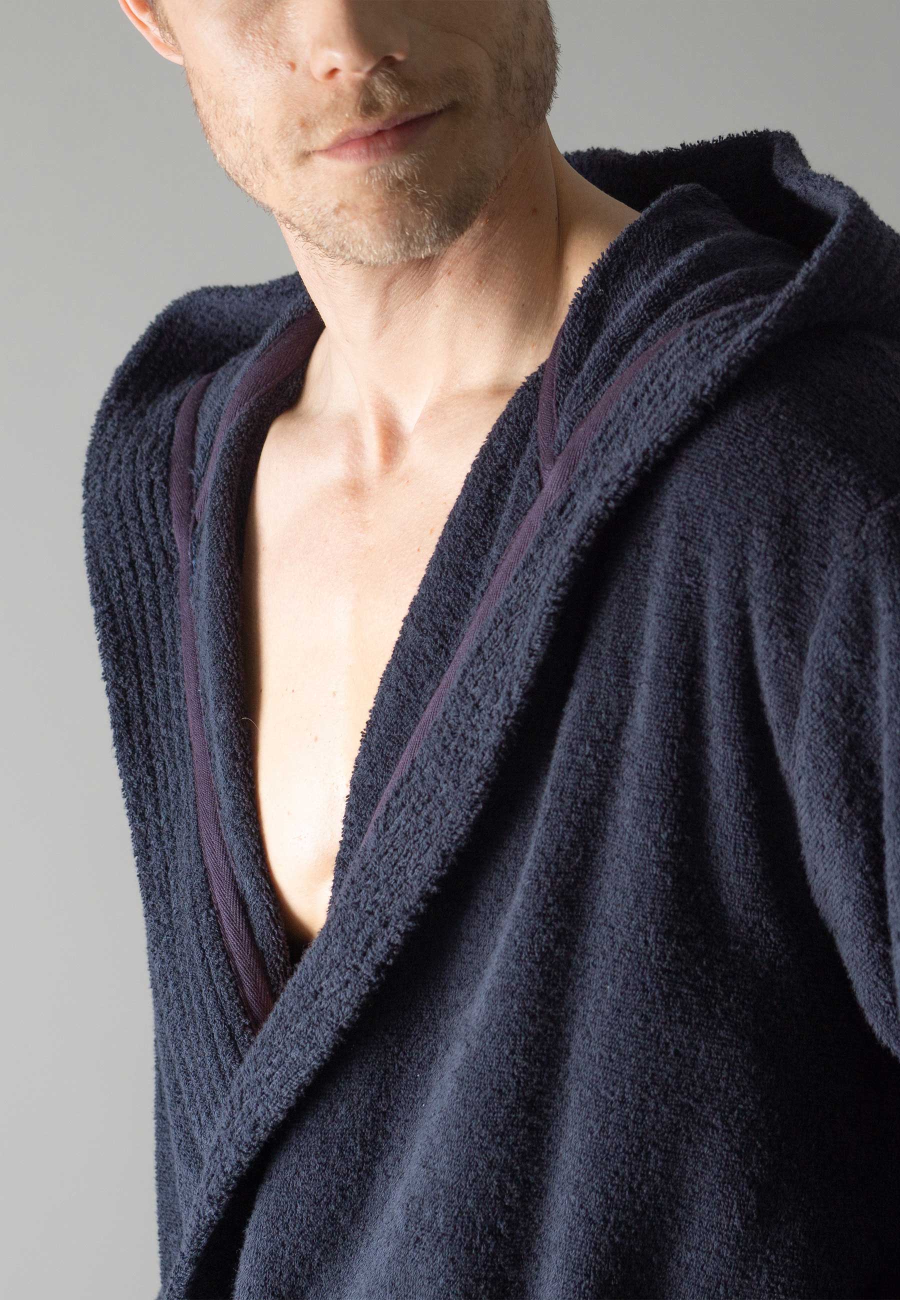 CECEBA Herren Bademantel blau uni