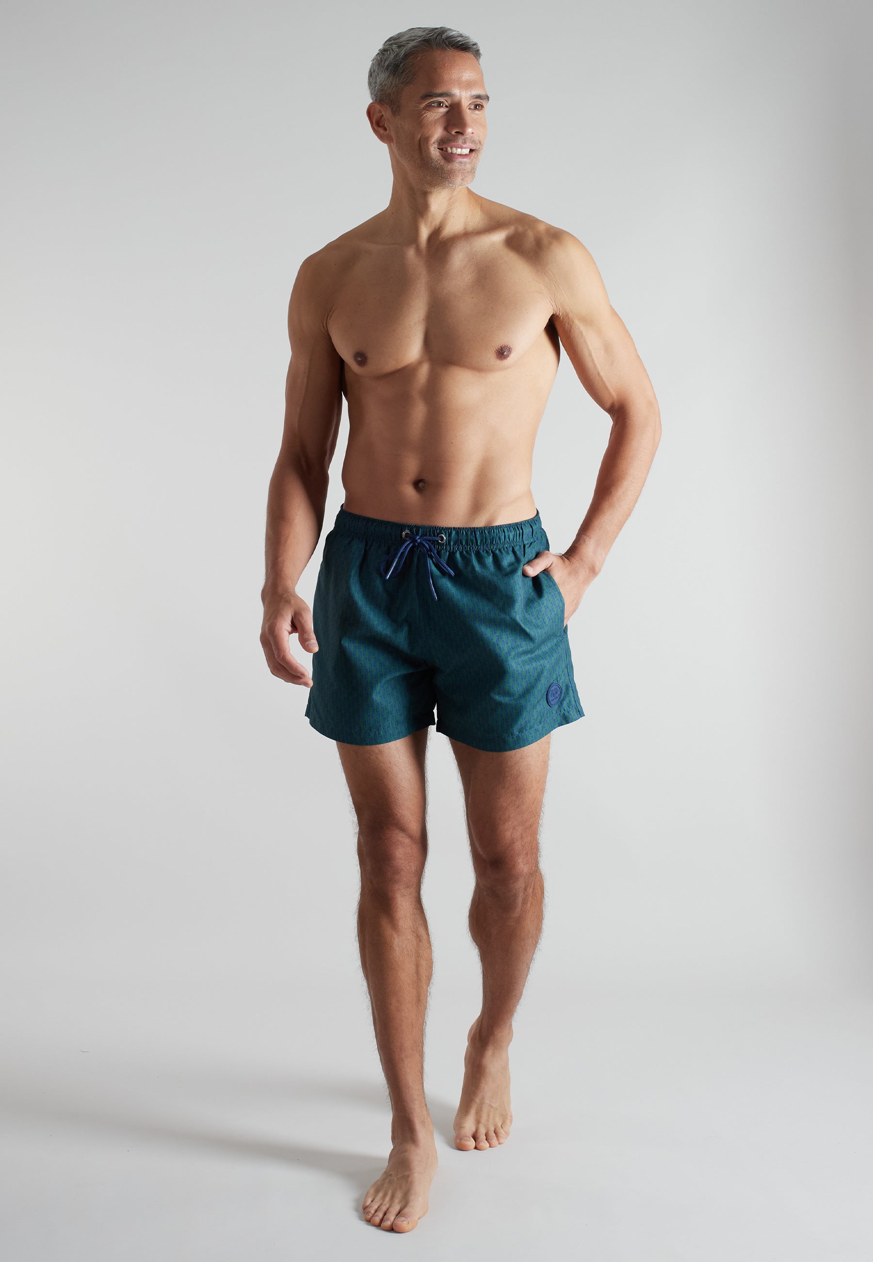 CECEBA Herren Badeshorts grün bedruckt
