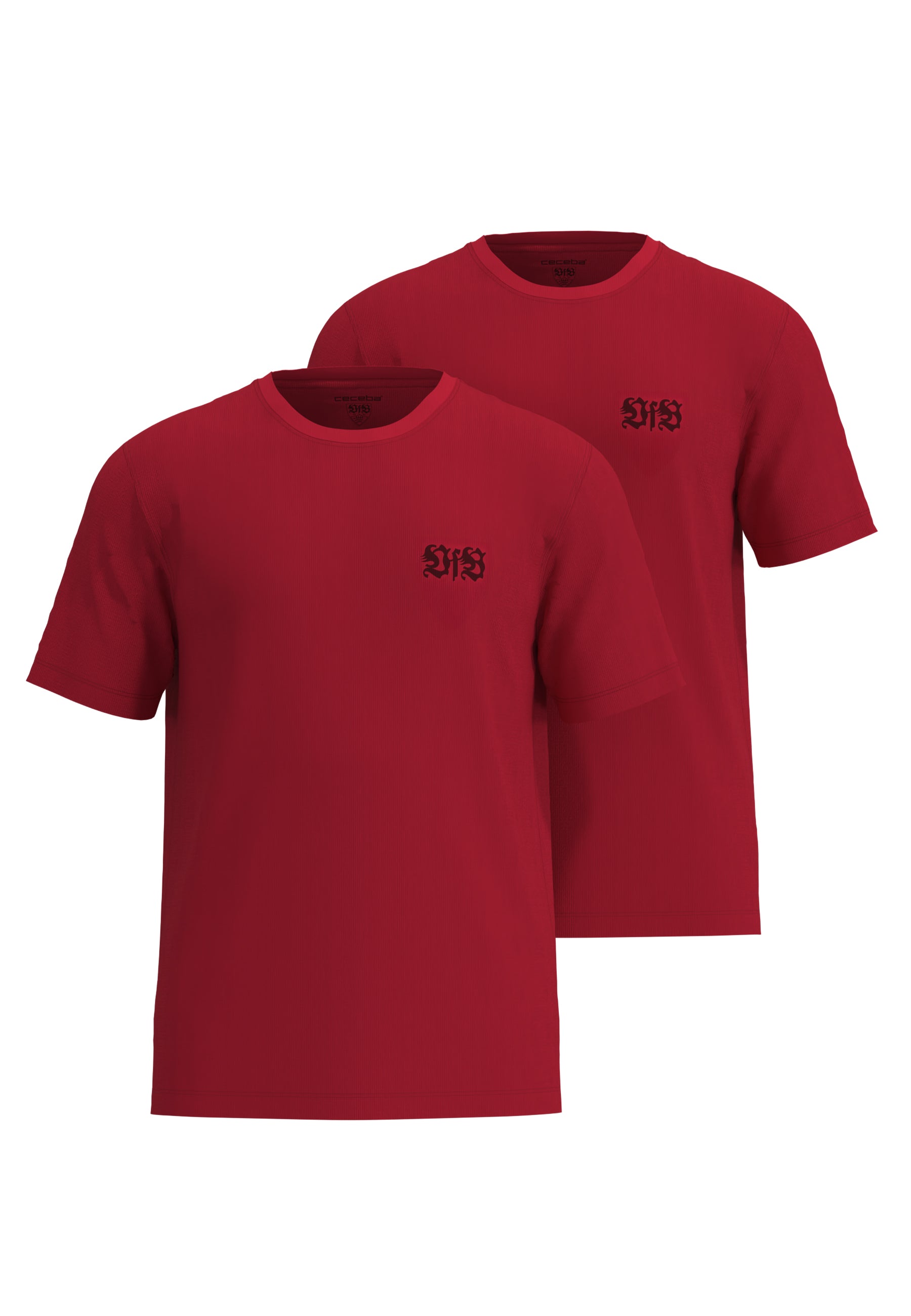 VfB men's shirt red plain 2-pack