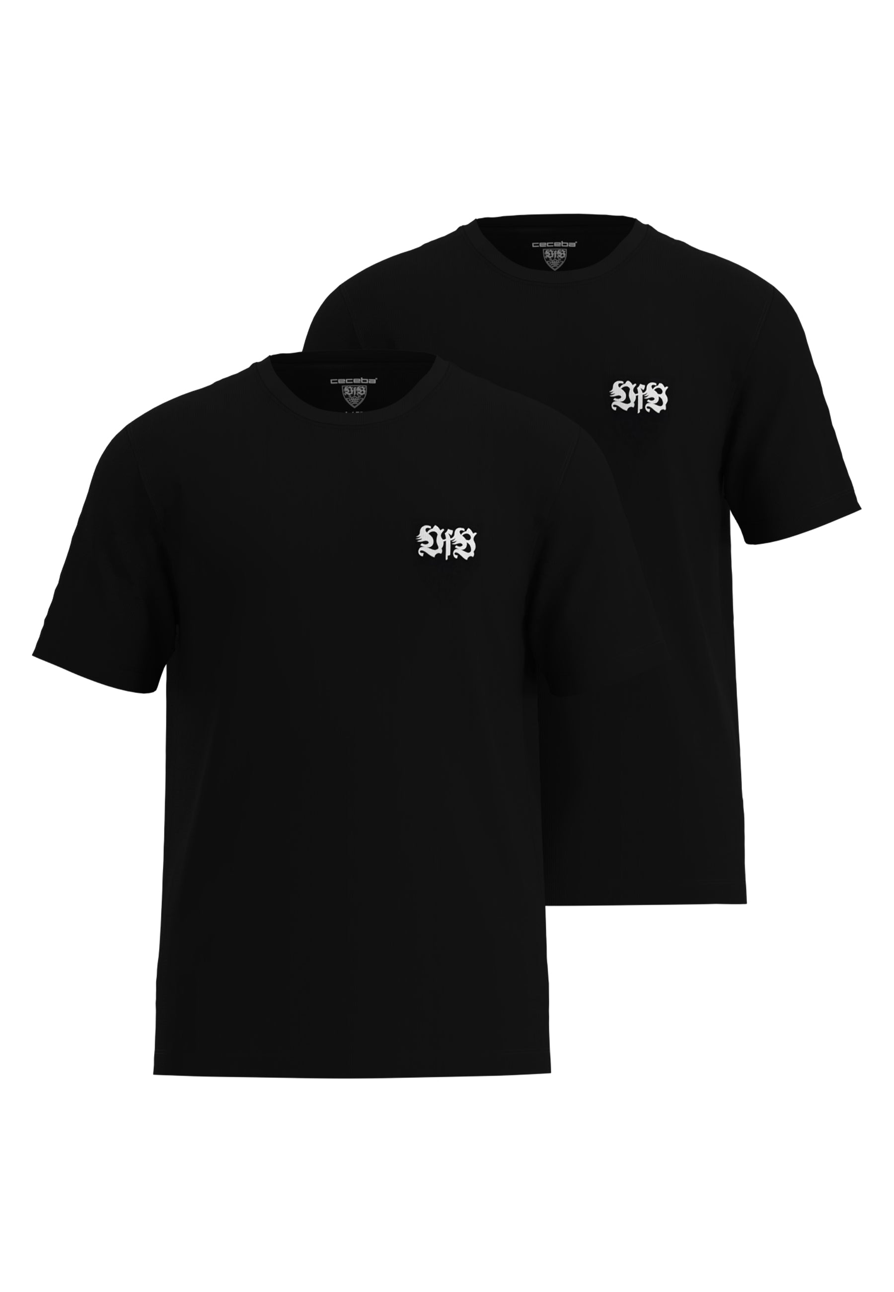 VfB men's shirt black plain 2-pack