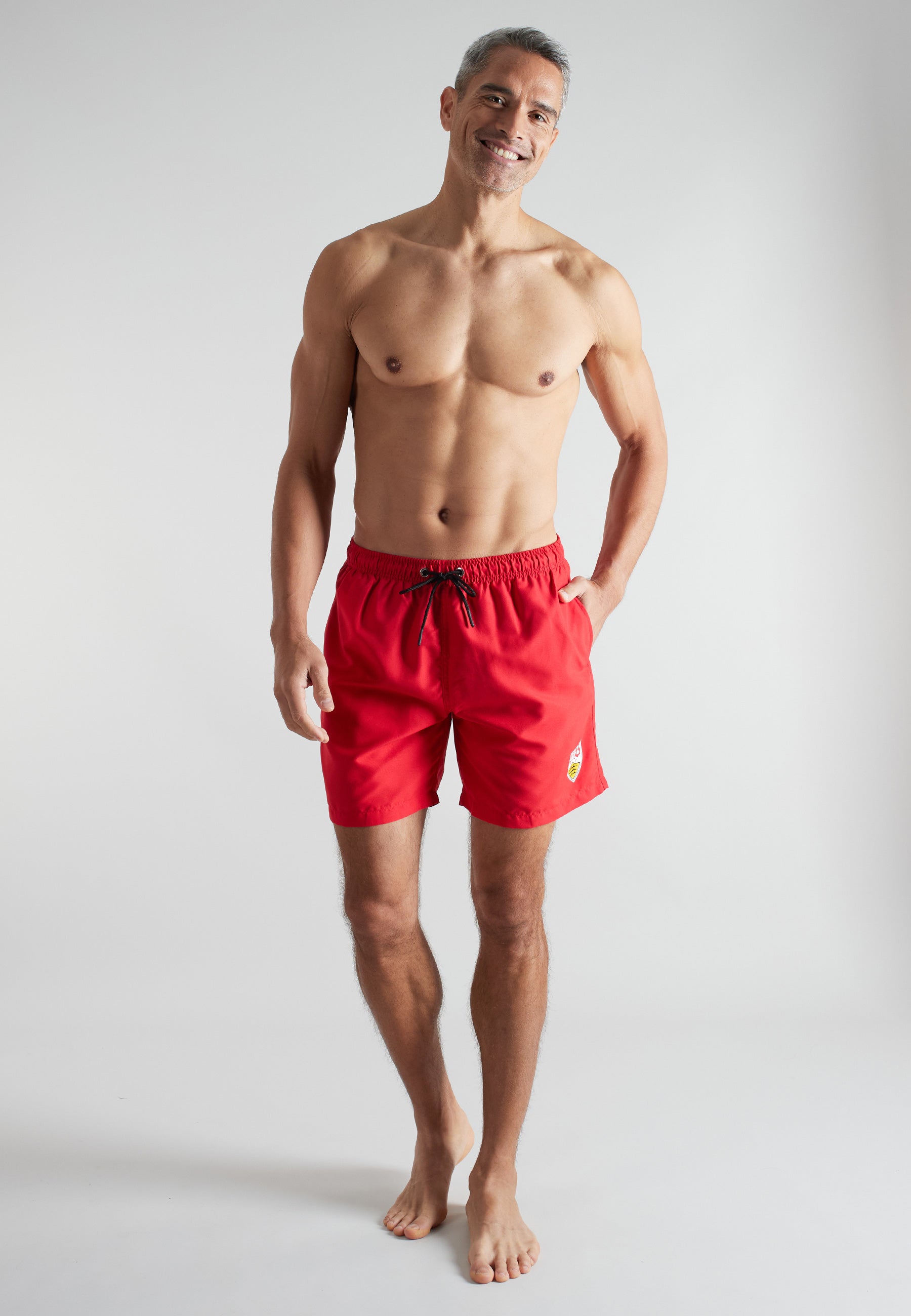 VfB men's swim shorts red plain